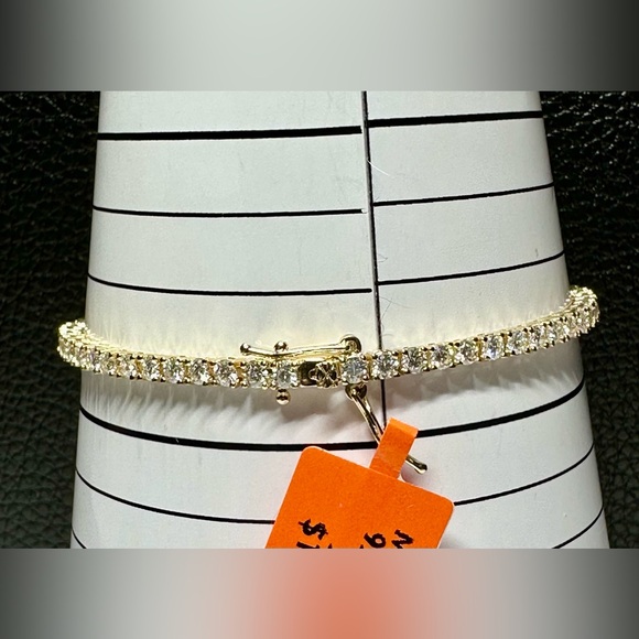 NEW 6ctw Moissanite 925 Silver (gold tone) 2.5mm Tennis Bracelet 7” Lot#1140